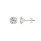 LADIES SOLITAIRE EARRINGS 2CT ROUND DIAMOND 14K WHITE GOLD