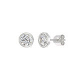 LADIES SOLITAIRE EARRINGS 2CT ROUND DIAMOND 14K WHITE GOLD
