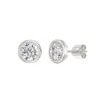 LADIES SOLITAIRE EARRINGS 3CT ROUND DIAMOND 14K WHITE GOLD
