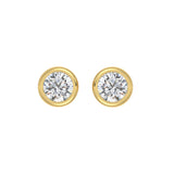 LADIES SOLITAIRE EARRINGS 3CT ROUND DIAMOND 14K YELLOW GOLD