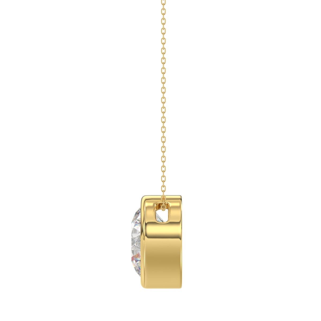LADIES SOLITAIRE PENDANT 2CT ROUND DIAMOND 14K YELLOW GOLD