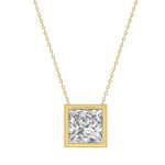 LADIES SOLITAIRE PENDANT 3CT PRINCESS DIAMOND 14K YELLOW GOLD