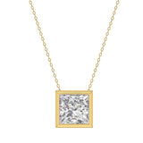 LADIES SOLITAIRE PENDANT 3CT PRINCESS DIAMOND 14K YELLOW GOLD