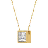 LADIES SOLITAIRE PENDANT 3CT PRINCESS DIAMOND 14K YELLOW GOLD