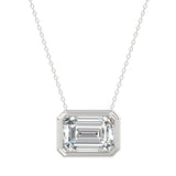 LADIES SOLITAIRE PENDANT 3CT EMERALD DIAMOND 14K WHITE GOLD