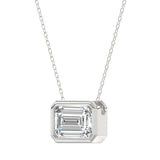 LADIES SOLITAIRE PENDANT 3CT EMERALD DIAMOND 14K WHITE GOLD