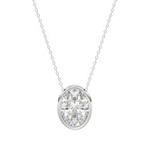 LADIES SOLITAIRE PENDANT 3CT OVAL DIAMOND 14K WHITE GOLD