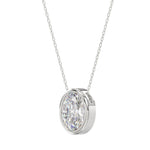 LADIES SOLITAIRE PENDANT 3CT OVAL DIAMOND 14K WHITE GOLD