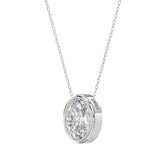 LADIES SOLITAIRE PENDANT 3CT OVAL DIAMOND 14K WHITE GOLD