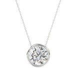LADIES SOLITAIRE PENDANT 3CT ROUND DIAMOND 14K WHITE GOLD
