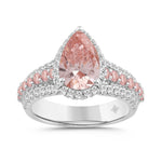 ETERNAL BLUSH COLLECTION LADIES RING 3 1/4CT ROUND/PEAR DIAMOND 14K WHITE GOLD (CENTER STONE PINK PEAR DIAMOND 2CT)