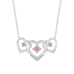 ETERNAL BLUSH COLLECTION LADIES NECKLACE 1/3CT ROUND DIAMOND 14K WHITE GOLD WITH CHAIN (CENTER STONE PINK ROUND DIAMOND 1/3CT)