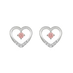 ETERNAL BLUSH COLLECTION LADIES EARRINGS 1/3CT ROUND DIAMOND 14K WHITE GOLD (CENTER STONE PINK ROUND DIAMOND 1/5CT)