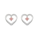 ETERNAL BLUSH COLLECTION LADIES EARRINGS 1/3CT ROUND DIAMOND 14K WHITE GOLD (CENTER STONE PINK ROUND DIAMOND 1/5CT)