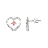 ETERNAL BLUSH COLLECTION LADIES EARRINGS 1/3CT ROUND DIAMOND 14K WHITE GOLD (CENTER STONE PINK ROUND DIAMOND 1/5CT)