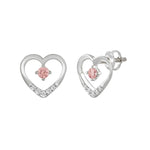 ETERNAL BLUSH COLLECTION LADIES EARRINGS 1/3CT ROUND DIAMOND 14K WHITE GOLD (CENTER STONE PINK ROUND DIAMOND 1/5CT)
