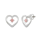 ETERNAL BLUSH COLLECTION LADIES EARRINGS 1/3CT ROUND DIAMOND 14K WHITE GOLD (CENTER STONE PINK ROUND DIAMOND 1/5CT)