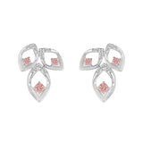 ETERNAL BLUSH COLLECTION LADIES EARRINGS 1/2CT ROUND DIAMOND 14K WHITE GOLD (CENTER STONE PINK ROUND DIAMOND 1/3CT)