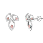 ETERNAL BLUSH COLLECTION LADIES EARRINGS 1/2CT ROUND DIAMOND 14K WHITE GOLD (CENTER STONE PINK ROUND DIAMOND 1/3CT)