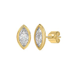 LADIES SOLITAIRE EARRINGS 3CT MARQUISE DIAMOND 14K YELLOW GOLD