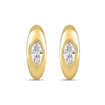 LADIES HOOP EARRINGS 2CT MARQUISE DIAMOND 14K YELLOW GOLD
