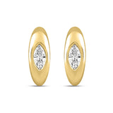 LADIES HOOP EARRINGS 2CT MARQUISE DIAMOND 14K YELLOW GOLD