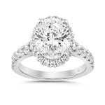 LADIES RING 4CT ROUND/OVAL DIAMOND 14K WHITE GOLD (CENTER STONE OVAL DIAMOND 3CT )