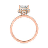 LADIES RING 4.00CT ROUND/EMERALD DIAMOND 14K ROSE GOLD (CENTER STONE EMERALD DIAMOND 3.00CT)