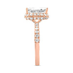 LADIES RING 4.00CT ROUND/EMERALD DIAMOND 14K ROSE GOLD (CENTER STONE EMERALD DIAMOND 3.00CT)