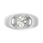 MEN'S RING 2CT ROUND DIAMOND 14K WHITE GOLD (CENTER STONE ROUND DIAMOND 2CT )