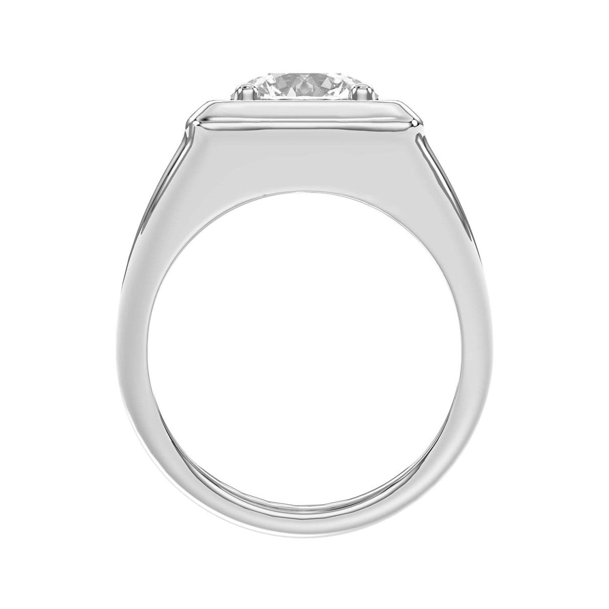 MEN'S RING 2CT ROUND DIAMOND 14K WHITE GOLD (CENTER STONE ROUND DIAMOND 2CT )