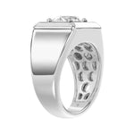 MEN'S RING 2CT ROUND DIAMOND 14K WHITE GOLD (CENTER STONE ROUND DIAMOND 2CT )
