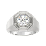MEN'S RING 2CT ROUND DIAMOND 14K WHITE GOLD (CENTER STONE ROUND DIAMOND 2CT )