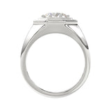 MEN'S RING 2CT ROUND DIAMOND 14K WHITE GOLD (CENTER STONE ROUND DIAMOND 2CT )