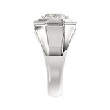 MEN'S RING 2CT ROUND DIAMOND 14K WHITE GOLD (CENTER STONE ROUND DIAMOND 2CT )