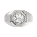 MEN'S RING 2CT ROUND DIAMOND 14K WHITE GOLD (CENTER STONE ROUND DIAMOND 2CT )