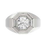 MEN'S RING 2CT ROUND DIAMOND 14K WHITE GOLD (CENTER STONE ROUND DIAMOND 2CT )