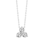 LADIES NECKLACE 1CT ROUND DIAMOND 14K WHITE GOLD WITH CHAIN 