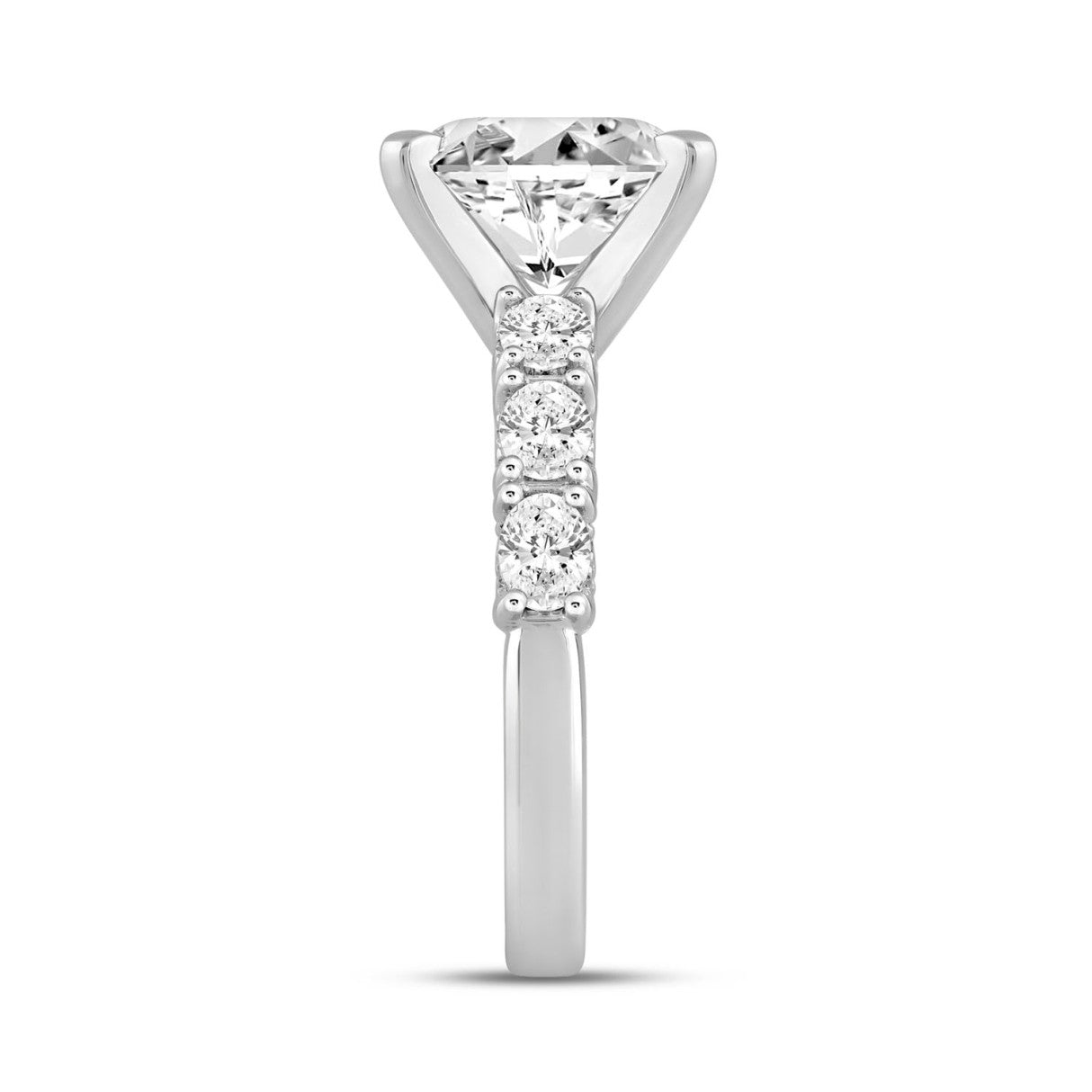 LADIES RING 4 1/2CT ROUND/OVAL DIAMOND 14K WHITE GOLD (CENTER STONE OVAL DIAMOND 3.00CT)