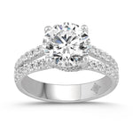 LADIES RING 3 1/2CT ROUND DIAMOND 14K WHITE GOLD (CENTER STONE ROUND DIAMOND 3CT )