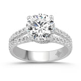 LADIES RING 3 1/2CT ROUND DIAMOND 14K WHITE GOLD (CENTER STONE ROUND DIAMOND 3CT )