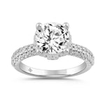 LADIES RING 2 3/4CT ROUND DIAMOND 14K WHITE GOLD (CENTER STONE ROUND DIAMOND 2CT )