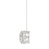 LADIES SOLITAIRE PENDANT WITH UNDER-PASS CHAIN 3CT ROUND DIAMOND 14K WHITE GOLD 