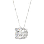 LADIES SOLITAIRE PENDANT WITH UNDER-PASS CHAIN 3CT ROUND DIAMOND 14K WHITE GOLD 