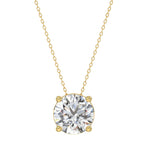 LADIES SOLITAIRE PENDANT WITH UNDER-PASS CHAIN 3CT ROUND DIAMOND 14K YELLOW GOLD 