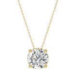 LADIES SOLITAIRE PENDANT WITH UNDER-PASS CHAIN 3CT ROUND DIAMOND 14K YELLOW GOLD 