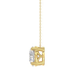 LADIES SOLITAIRE PENDANT WITH UNDER-PASS CHAIN 3CT ROUND DIAMOND 14K YELLOW GOLD 