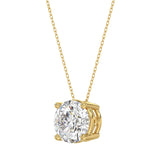 LADIES SOLITAIRE PENDANT WITH UNDER-PASS CHAIN 3CT ROUND DIAMOND 14K YELLOW GOLD 