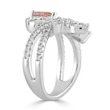 ETERNAL BLUSH COLLECTION 14K WHITE GOLD 3.00CT ROUND/PEAR/MARQUISE DIAMOND LADIES RING  (CENTER STONE PINK PEAR DIAMOND 1 1/2CT)