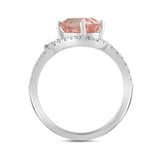 ETERNAL BLUSH COLLECTION 14K WHITE GOLD 2 1/4CT ROUND/MARQUISE/OVAL DIAMOND LADIES RING (CENTER STONE PINK OVAL DIAMOND 1 1/2CT)